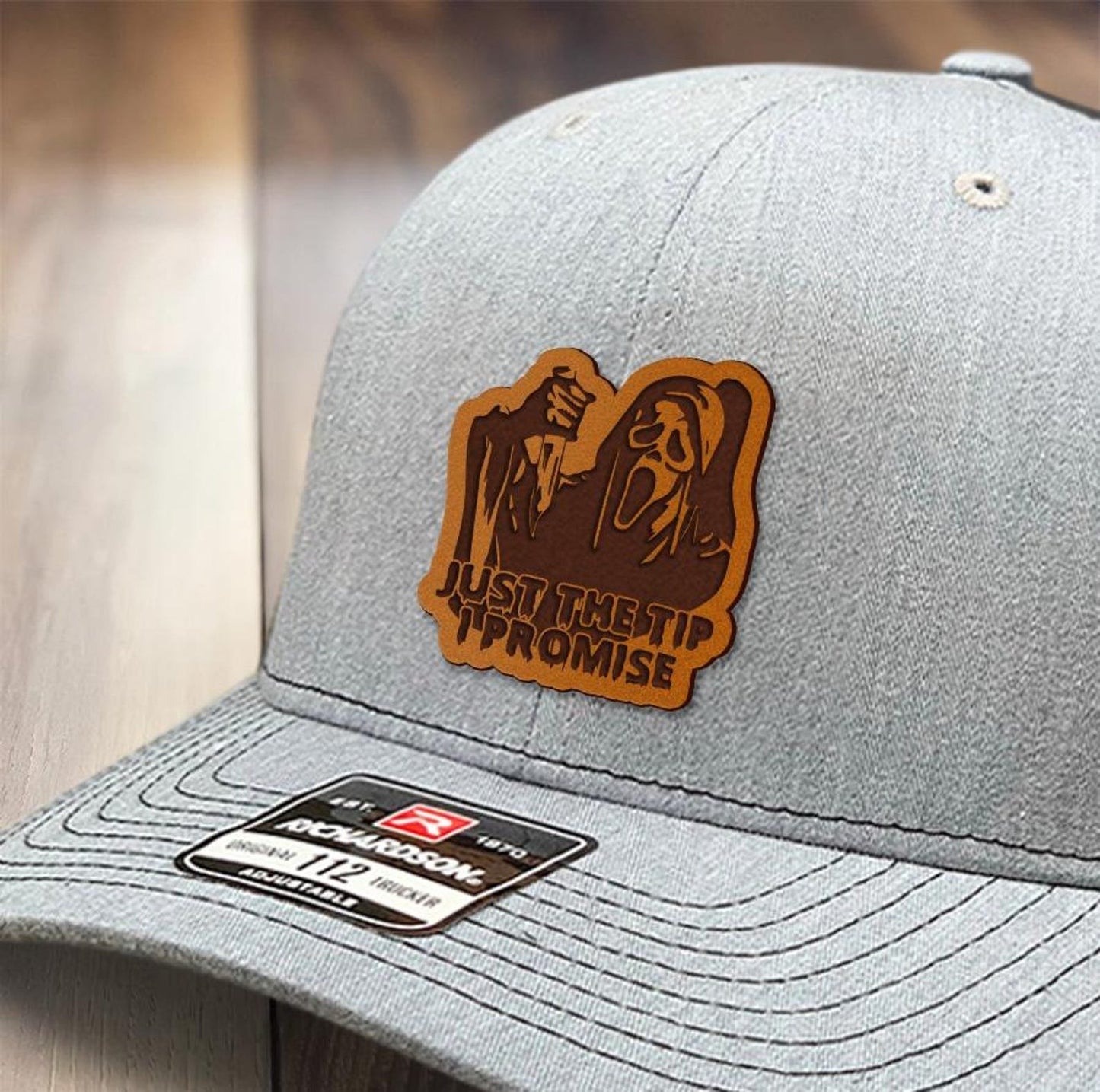 Leather Patch Trucker Halloween Just The Tip I Promise Laser Engraved Trucker Hat Spooky Season Halloween Gift